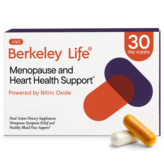 Berkeley Life Menopause and Heart Health Support Supplements - Hormone-Free Dual-Action Nitric Oxide Supplement for Menopause Symptom Relief & Healthy Blood Flow Support for Women - 60 Capsules - NutriGlobal