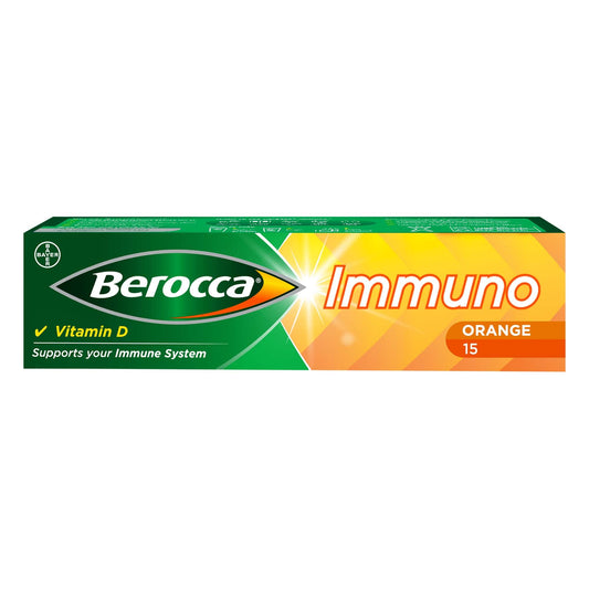 Berocca Immuno Effervescent Tablets, 11 Vitamins and Minerals, Including Vitamins D, C - NutriGlobal