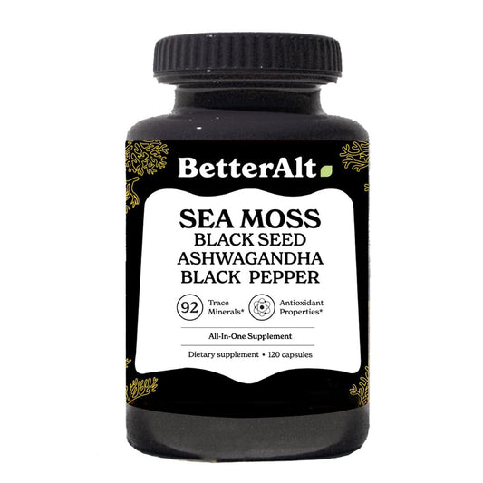 Better Alt Sea Moss Capsules- Irish Sea Moss with Black Seed Oil, Ashwagandha & Black - NutriGlobal