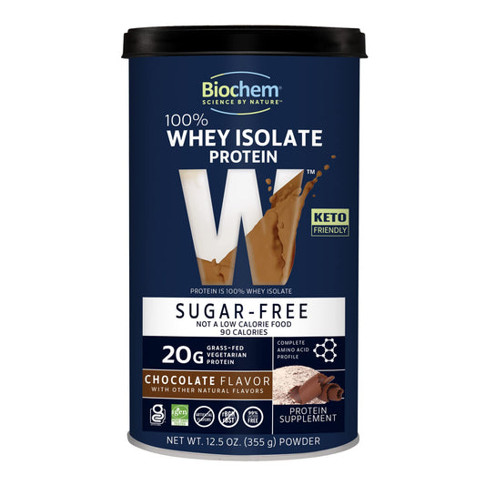 Biochem 100% Whey Sugar-Free Chocolate 20g, 12.5oz, Certified Vegetarian, Certified Glut - NutriGlobal