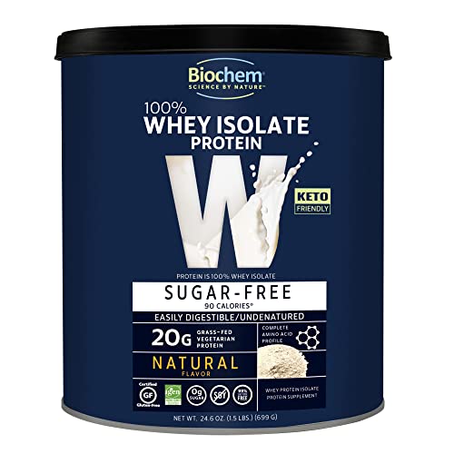 Biochem 100% Whey Sugar-Free Natural 20g, 24.6oz, Certified Vegetarian, Certified Gluten - NutriGlobal