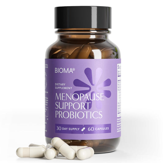BIOMA Menopause Support Probiotics for Women - Hormone Free Hot Flash & Night Sweat Relief - Gut-Hormone Balance with Phytoestrogens, BB536, Delayed Release (60 Capsules - 30 Day Supply) - NutriGlobal