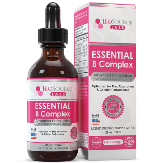 BioSource Labs Essential B Complex - Daily Vegan Vitamin B-Complex Sublingual Liquid - NutriGlobal