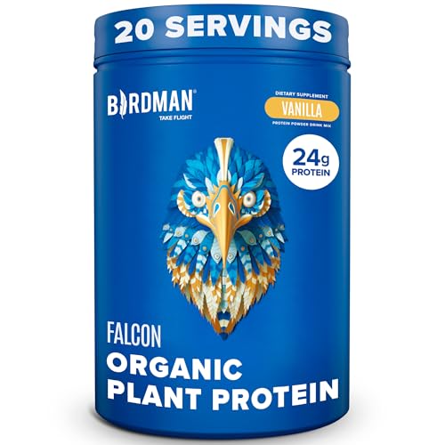 BIRDMAN Falcon Organic Vegan Protein Powder Vanilla, 24g Protein, Sugar Free, Probiotics - NutriGlobal