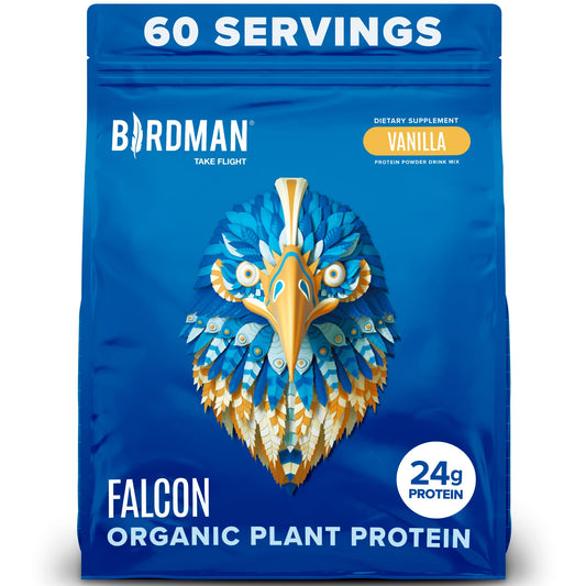 BIRDMAN Falcon Vegan Protein Powder Organic, Stevia & Sugar Free, Plant Based Protein - NutriGlobal