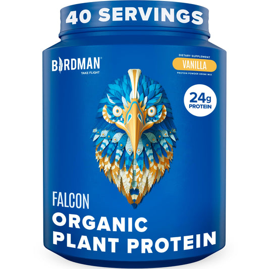 BIRDMAN Falcon Vegan Protein Powder Organic, Stevia & Sugar Free, Plant Based Protein - NutriGlobal