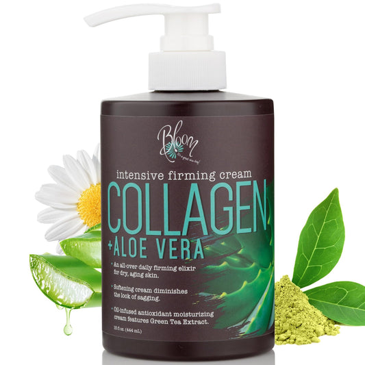 BLOOM Collagen Cream + Aloe Vera Moisturizer Body Lotion & Face Cream | Dry Skin - NutriGlobal