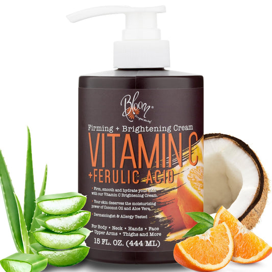 BLOOM Vitamin C Cream Body Lotion & Face Moisturizer W/Coconut Oil | Natural Skin Care - NutriGlobal