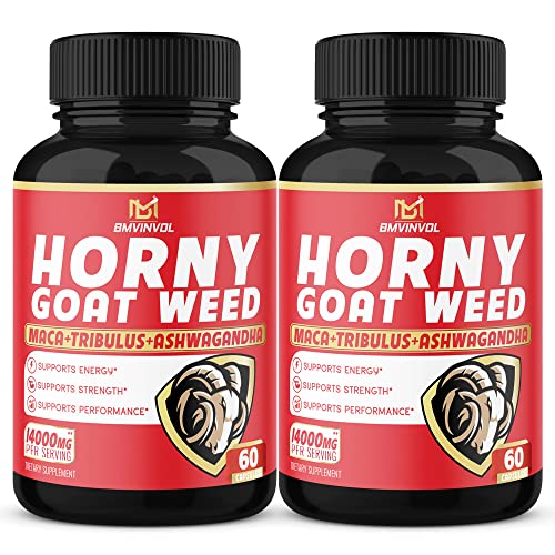 BMVINVOL (2 Packs) Horny Goat Weed Capsules, 14000mg Herbal Equivale - NutriGlobal