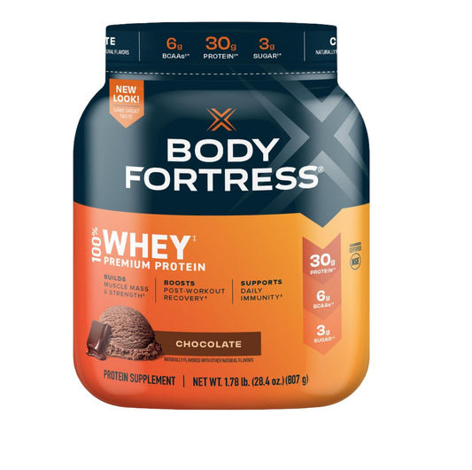 Body Fortress 100% Whey, Premium Protein Powder, Chocolate, 1.78lbs, Packaging May - NutriGlobal