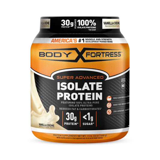 Body Fortress Super Advanced Isolate Protein Powder, Gluten Free, Vanilla Creme Flavored - NutriGlobal