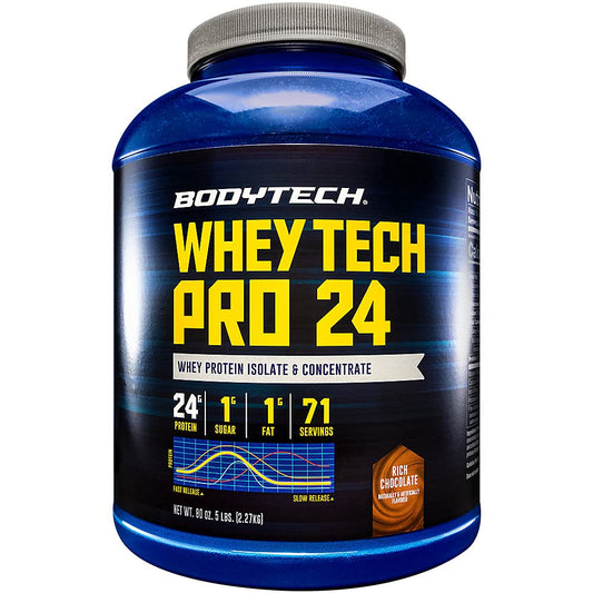 BODYTECH Whey Tech Pro24 Powder Rich Chocolate (5 lbs/ 71 Servings) - NutriGlobal