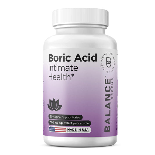 Boric Acid Suppositories for Women, 600 mg, 30 Vaginal Use Capsules - pH Balance Pills, Intimate Health Support, Yeast Infection Treatment, Made in USA (Pack of 1) - NutriGlobal