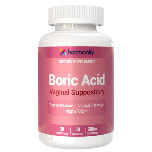 Boric Acid Suppositories for Women 600 mg, Pure Boric Acid pH Balance for Women & Vaginal Odor Control – 30 Suppositories, Made in USA - NutriGlobal