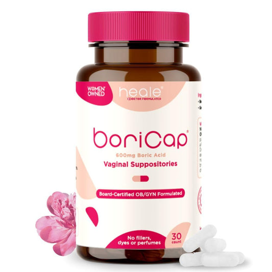 BoriCap - Boric Acid Suppositories for Women - 600 mg - Vaginal Health & Balance, Itch & Odor - Natural Relief - Feminine Care - Feminine Hygiene Products - Made in USA by Heale - 30 Capsules - NutriGlobal