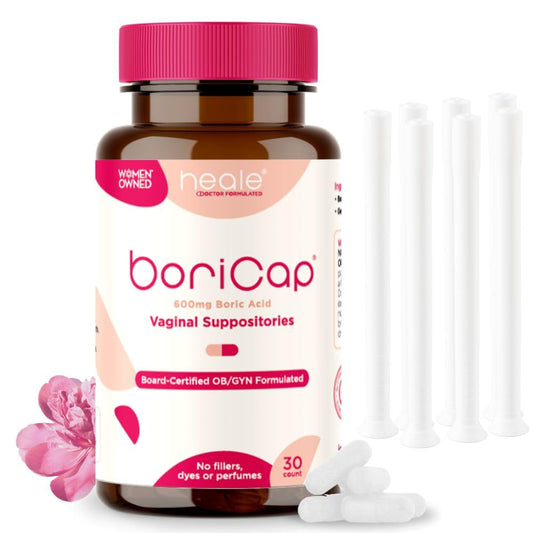 BoriCap Boric Acid Suppositories - Kit, 600mg - Vaginal Health - Feminine Hygiene Products for Vaginal Odor & Discomfort - Suppository Made Without Dyes or Fillers + Applicators - NutriGlobal