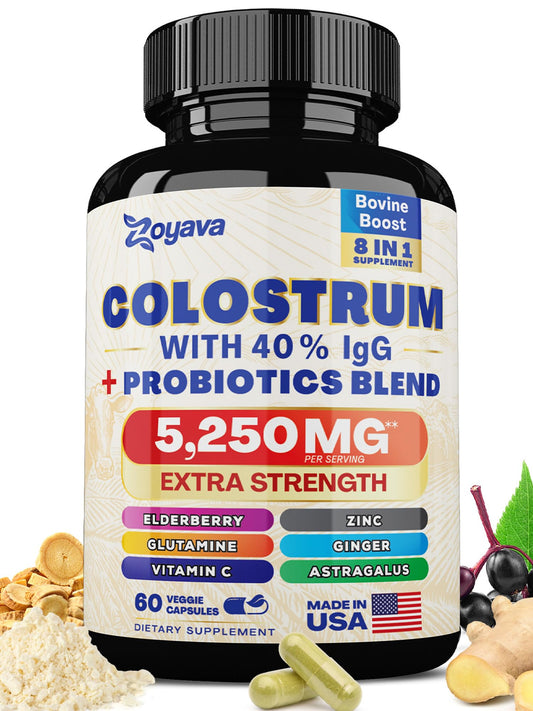 Bovine Colostrum Supplement Capsules 5250 MG, Grass Fed Cow Colostrum - NutriGlobal