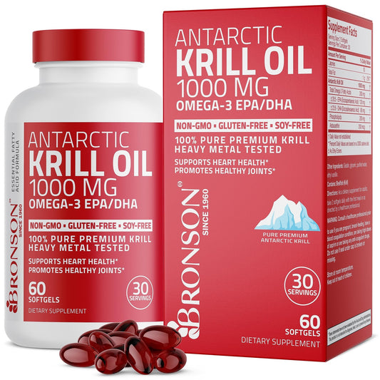 Bronson Antarctic Krill Oil 1000 mg with Omega-3s EPA, DHA, Astaxanthin - NutriGlobal