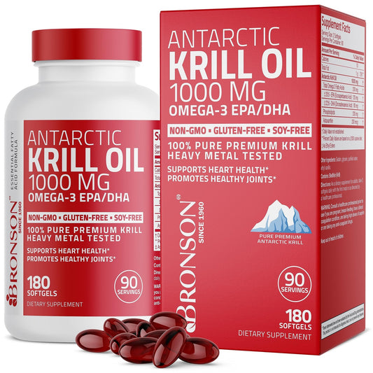 Bronson Antarctic Krill Oil 1000 mg with Omega-3s EPA, DHA, Astaxanthin and Phospholipid - NutriGlobal