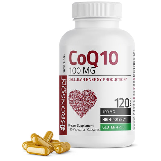 Bronson CoQ10 100 MG High Potency Cellular Energy Production, 120 Vegetarian Capsules - NutriGlobal