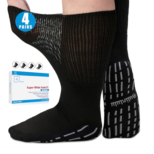 Bulinlulu Extra Width Diabetic Socks Women Men-4 Pairs Super Wide Edema - NutriGlobal