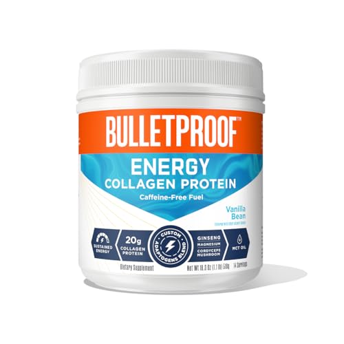 Bulletproof Vanilla Bean Energy Collagen Protein Powder, 18.3 Ounces, Caffeine-Free Fuel - NutriGlobal