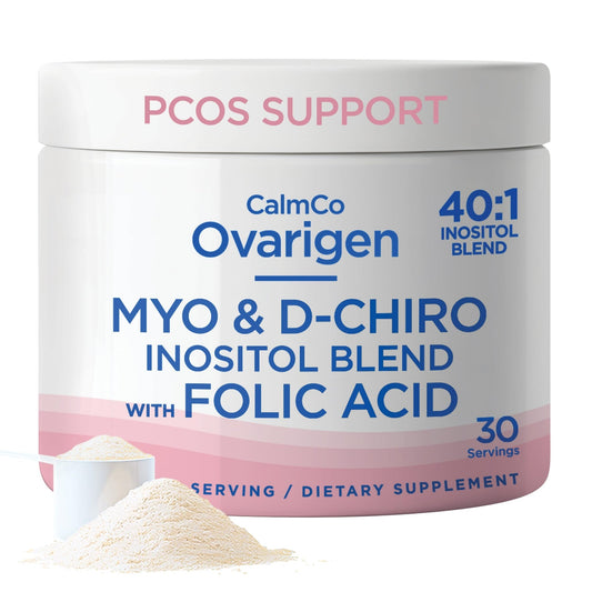 CalmCo Ovarigen Myo-Inositol & D-Chiro Inositol Supplement for Women – 40:1 Inositol Powder with Folic Acid, Fertility Supplements for PCOS, Hormone Balance and Ovarian Support (30 Servings) - NutriGlobal