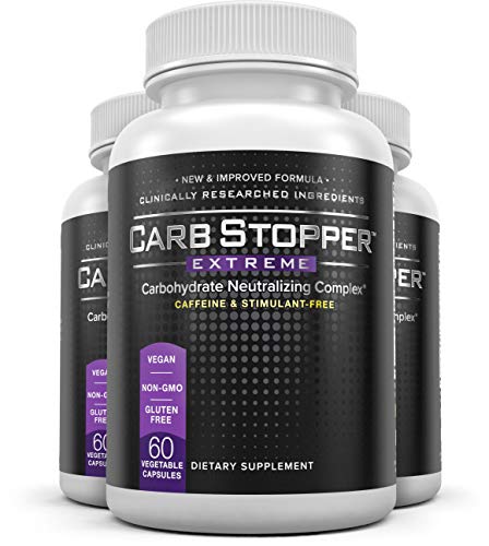 Carb Stopper Extreme (3 Bottles Maximum Strength, Natural Carbohydrate and Starch - NutriGlobal