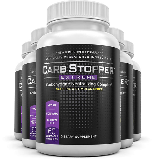 Carb Stopper Extreme (5 Bottles Maximum Strength, Natural Carbohydrate and Starch - NutriGlobal