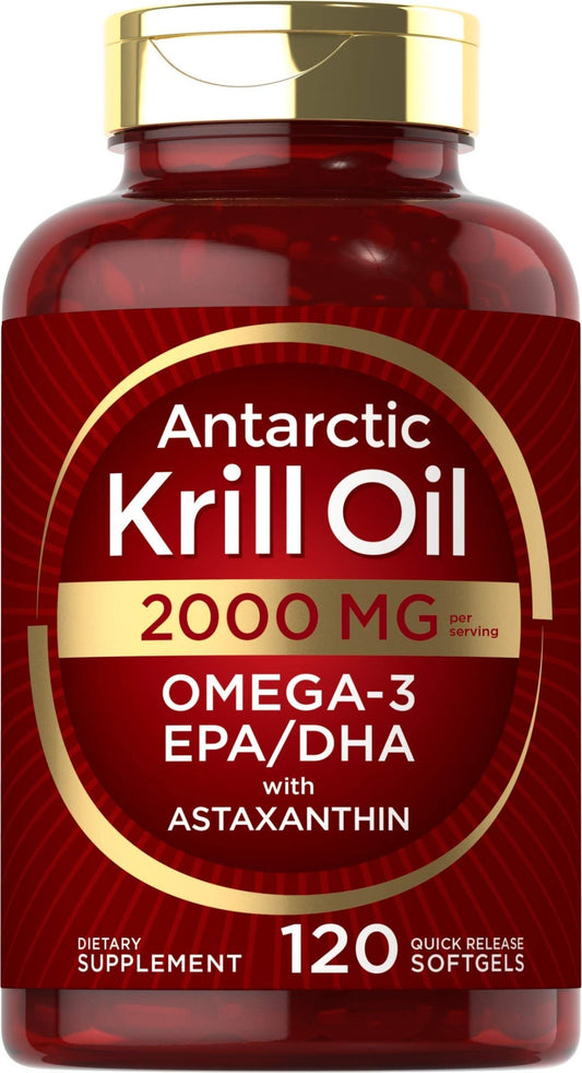 Carlyle Antarctic Krill Oil 2000 mg 120 Softgels | Omega-3 EPA, DHA, with Astaxanthin - NutriGlobal