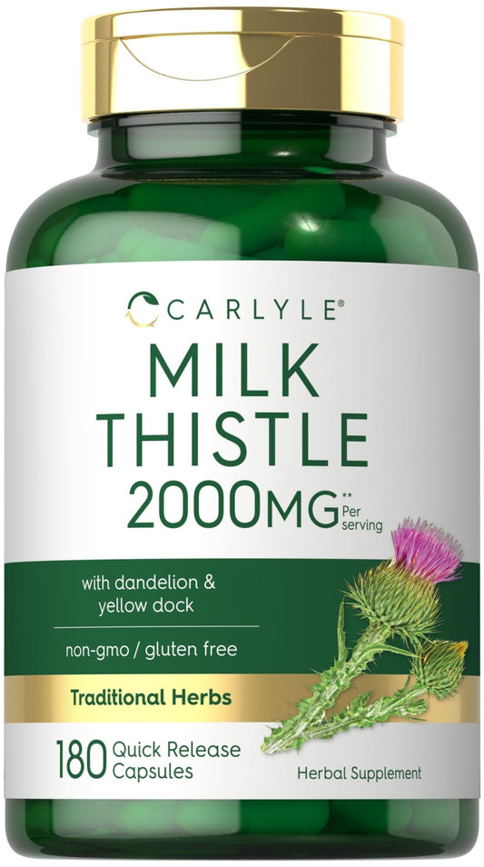 Carlyle Milk Thistle 2000mg | 180 Capsules | with Dandelion & Yellow Dock | Non-GMO - NutriGlobal