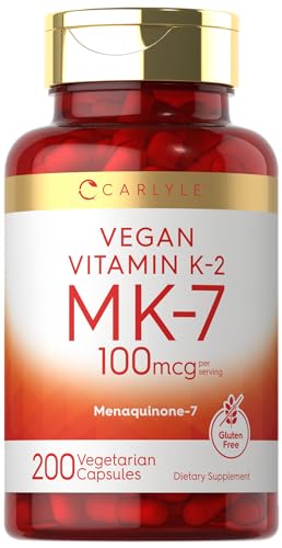 Carlyle Vitamin K2 MK7 100mcg | 200 Vegan Capsules | Menaquinone-7 Supplement - NutriGlobal