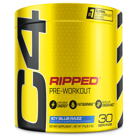 Cellucor C4 Ripped Pre Workout Powder ICY Blue Razz | Creatine Free + Sugar Free - NutriGlobal
