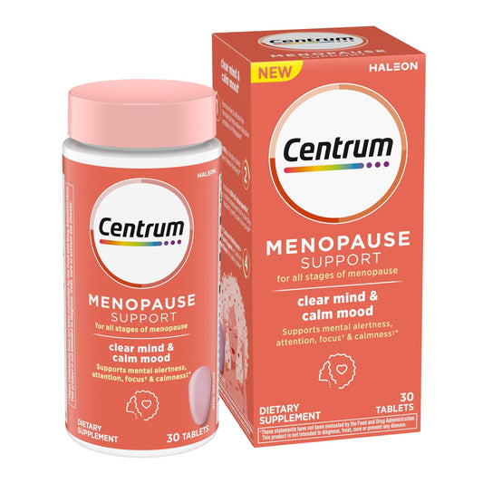 Centrum Clear Mind and Calm Mood Menopause Support Tablets, with Clinically Studied enXtra, 30 Count - NutriGlobal