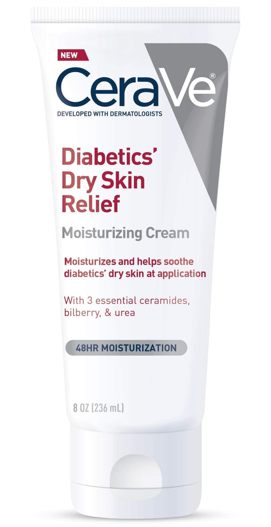 CeraVe Moisturizing Cream for Diabetics’ Dry Skin, Urea Cream with Bilberry for Face and Body, Fragrance Free - NutriGlobal