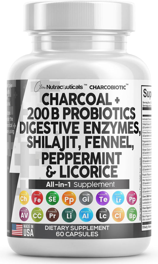 Clean Nutra Activated Charcoal Capsules 1000mg Shilajit 5000mg Pills - NutriGlobal