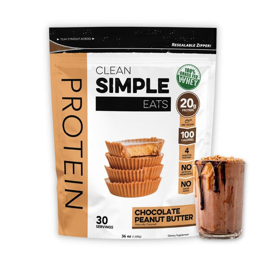 Clean Simple Eats Chocolate Peanut Butter Whey Protein Powder, Natural Sweetened - NutriGlobal
