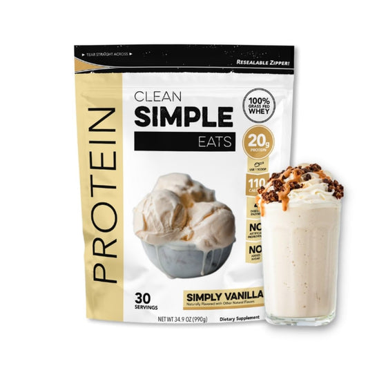 Clean Simple Eats Simply Vanilla Whey Protein Powder, Natural Sweetened and Cold-Proce - NutriGlobal
