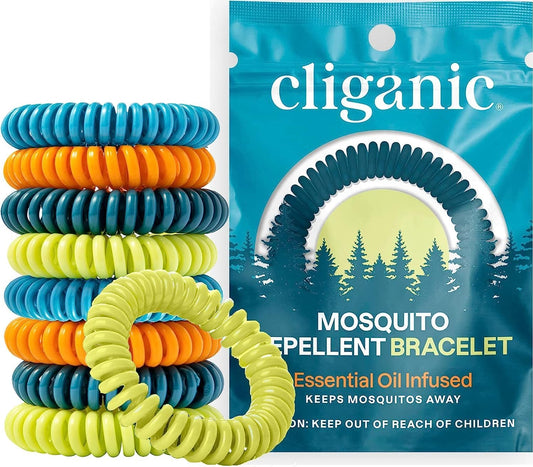 Cliganic 10 Pack Mosquito Repellent Bracelets, DEET-Free Bands, Individuall - NutriGlobal