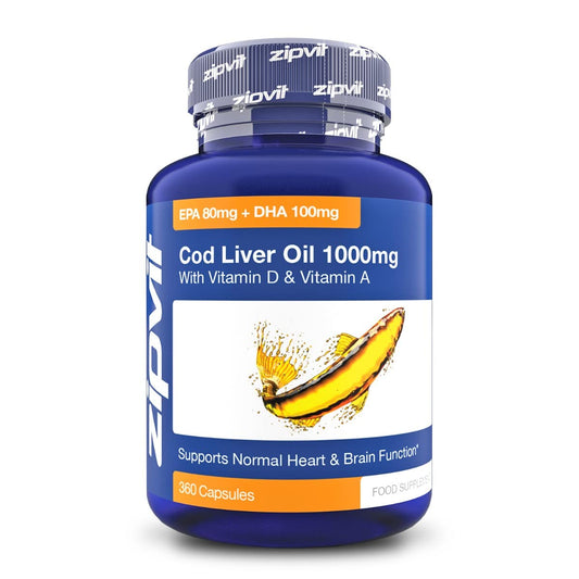Cod Liver Oil 1000mg, 360 Capsules of High Strength Fish Oil, Rich in Omega 3. Supports - NutriGlobal