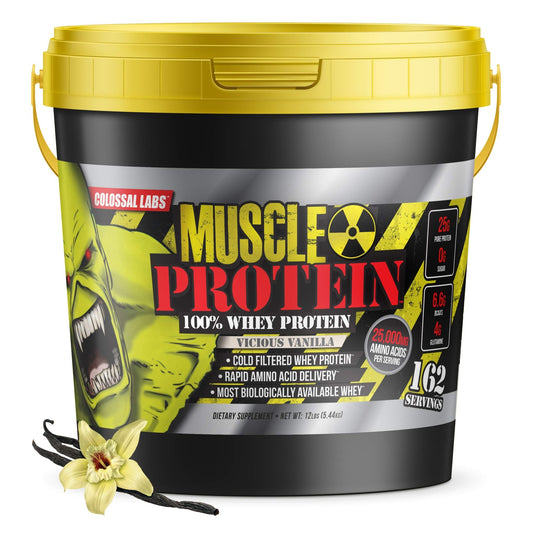 Colossal Labs Whey Protein Blend [12 Pounds/Pack of 1]–Vicious Vanilla, Cold Filtered - NutriGlobal