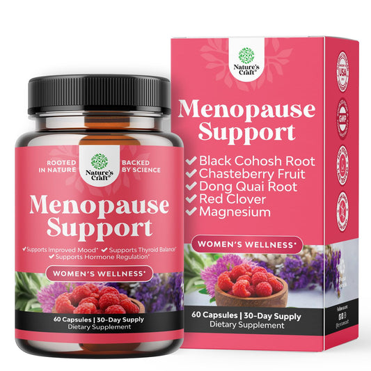 Complete Herbal Menopause Supplement for Women - Female Hormone Balance Capsules for Night Sweats Hot Flashes & Mood Swings with Dong Quai, Chaste Berry & Black Cohosh Root - 60 Count - NutriGlobal