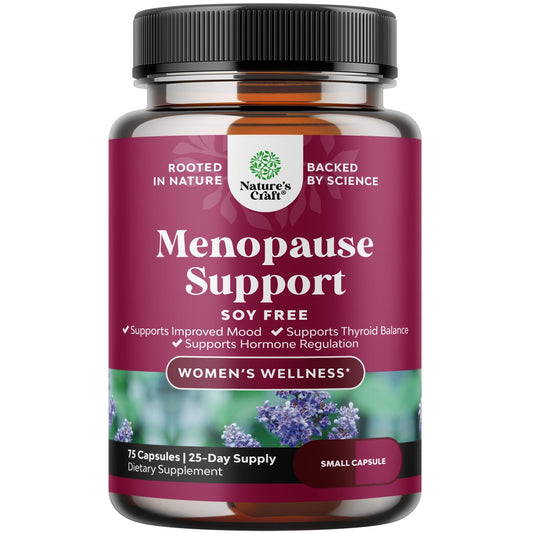 Complete Herbal Menopause Supplement for Women - Soy Free Female Hormone Balance Capsules for Night Sweats Hot Flashes & Mood Swings with Dong Quai, Chaste Berry & Black Cohosh Root - 75 Count - NutriGlobal