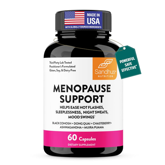 Complete Menopause Support Supplement For Women | With Ashwagandha, Black Cohosh, Dong Quai & Muira Puama | Helps Easing Hot Flashes, Night Sweats, Mood Swings, Hormone Balance & Harmony | 60 Capsules - NutriGlobal