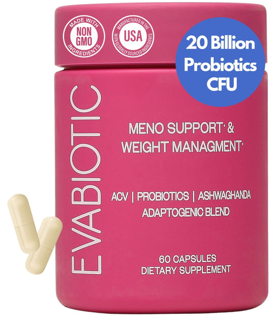Complete Menopause Vitamins - Ashwaghanda, Probiotics, ACV for Weight Management, Hot Flashes, Night Sweats, Bloat, Hormone Balance - Vegan 60 Caps Menopause Supplements for Women Non-GMO - NutriGlobal