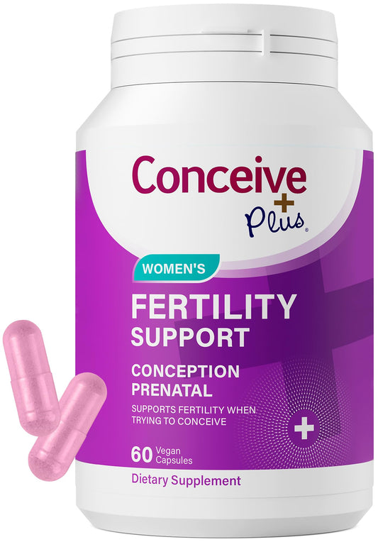 CONCEIVE PLUS Womens Fertility Support – Prenatal Multivitamin for Trying to Get Pregnant – Conception Blend, Hormonal Balance, Folate, Zinc, Thiamin, Riboflavin, Biotin – Non-GMO, Vegan – 30 Days - NutriGlobal