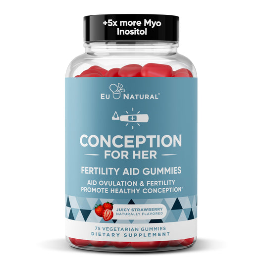 Conception for Her Fertility Gummies - Fertility Supplements for Women with Myo Inositol, Folate & more Essential Nutrients - Delicious Juicy Strawberry Hormone Balance Vitamins, 75 ct Pectin Gummies - NutriGlobal