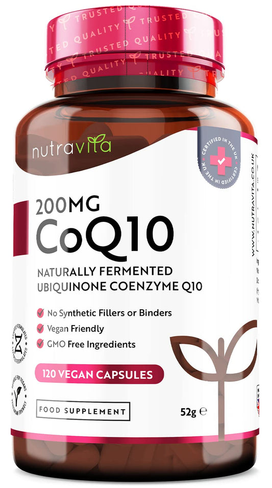 CoQ10 200mg - 120 Vegan Capsules of High Strength Co Enzyme Q10 (4 Months Supply) - NutriGlobal