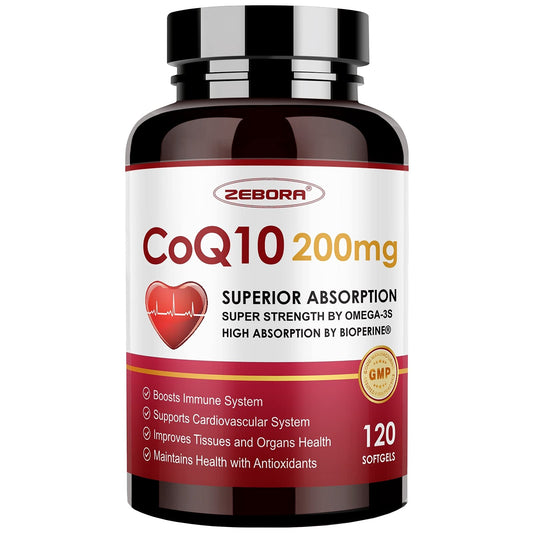 CoQ10-200mg-Softgels with PQQ, BioPerine & Omega-3, 120 Servings Coenzyme Q10 - NutriGlobal