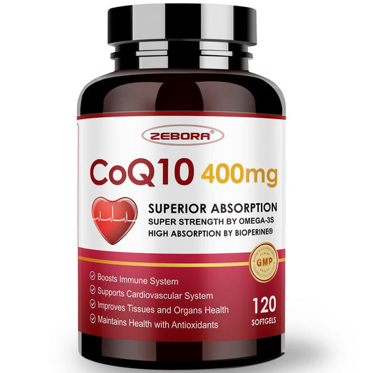 CoQ10-400mg-Softgels with PQQ, BioPerine & Omega-3, Coenzyme Q10(Ubiquinone) - NutriGlobal
